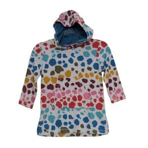 Mini Boden Dot Terry Swim Cover Girls 2-3Y White Colorful Long Sleeve Hooded